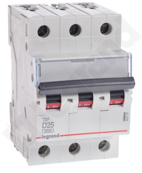 Legrand Wyłącznik nadprądowy S 303 D 25 3P 25 A 6 kA - 403757