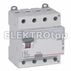 Legrand WYŁĄCZNIK RÓŻNICOWOPRĄDOWY P 304 4P 80A 300MA TYP A SERII DX3, 411782