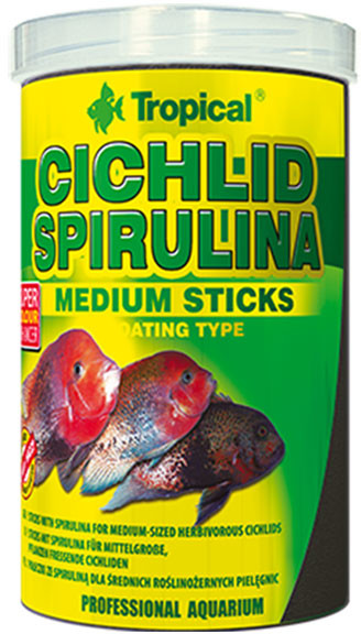 Tropical Cichlid Spirulina Medium Sticks pokarm w pałeczkach ze spiruliną dla pielęgnic 1000ml/360g