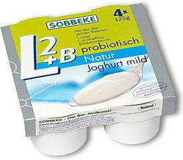 Sobbeke (nabiał z mleka krowiego) JOGURT PROBIOTYCZNY L2+B BIO 4 x125 g - SOBBEK