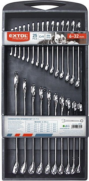 Extol CZ PREMIUM klucze płasko - oczkowy zestaw 25szt 6350