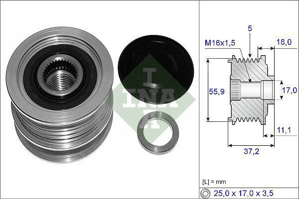 INA Alternator - sprzęgło jednokierunkowe 535 0116 10