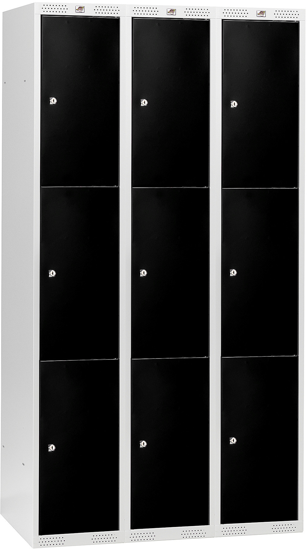 AJ Szafki osobiste 3 moduły 3 schowki 1740x900x550 mm czarne 324016