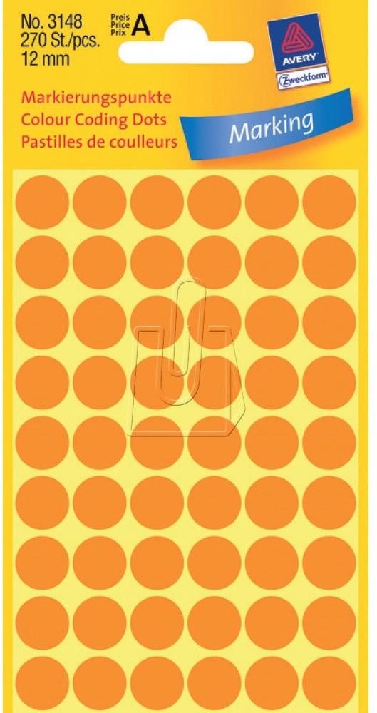 Avery Zweckform Etykiety pomarańczowe neonowe kółka do zaznaczania 12mm Zweckform 3148