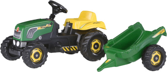 Rolly Toys Trzykołowy traktor z pedałami ROLLY Kid z przyczepką - zielony 012442