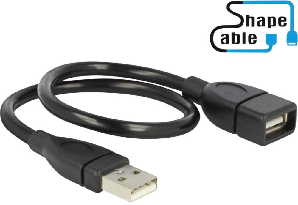 Delock Kabel USB 2.0 83498 [1x Złącze męskie USB 2.0 A 1x Złącze żeńskie USB 2.0 A] 0.35 m czarny