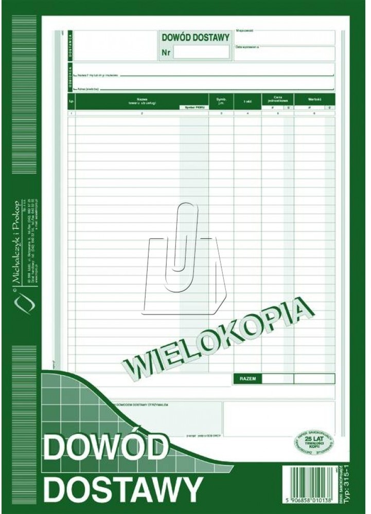 Michalczyk&Prokop Dowód dostawy A4 wielokopia (315-1)