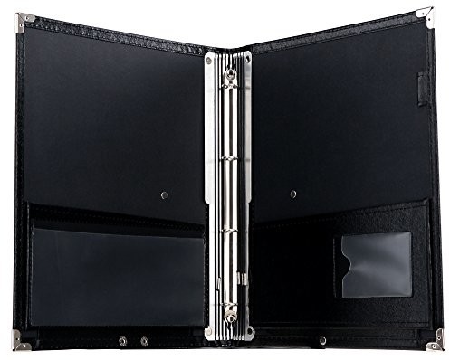 Classic Cantabile Deluxe teczka na nuty z wytrzymałej skóry ekologicznej, format nut: maks. A4, pasek na rękę, zdejmowany pierścień segregatora, wzmocnienia krawędzi, kolor: czarny 00028877