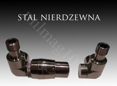 Mera Term Zestaw zaworów grzejnikowych termostatycznych LUX LEWY STAL NIERDZEWNA
