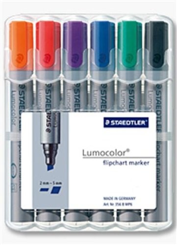 Staedtler 356 B WP6 Lumocolor Markeerstift voor flipovers, in Staedlter-etui, 6 stuks 356 B WP6