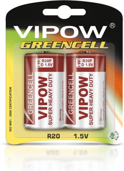 Vipow Baterie GREENCELL R20 2szt/bl