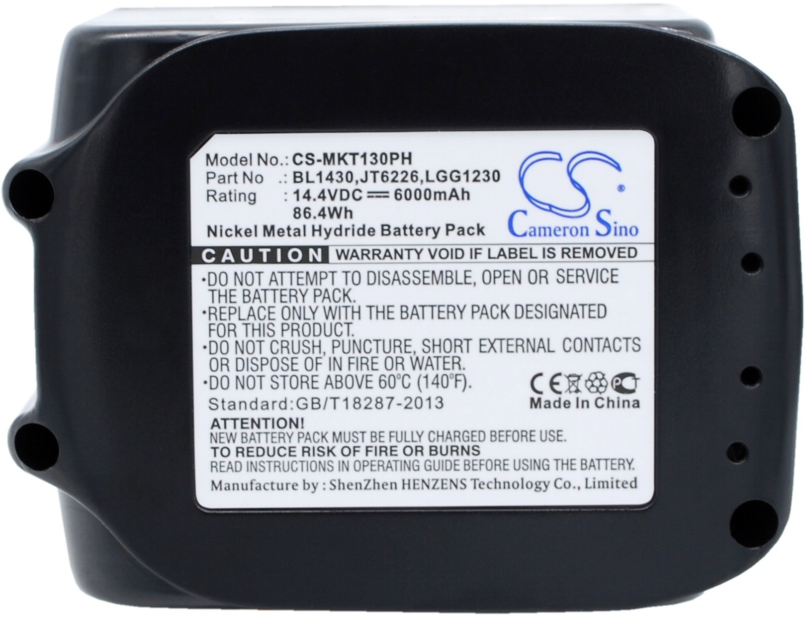 MAKITA BDA340 / 194065-3 6000mAh 86.40Wh Li-Ion 14.4V (Cameron Sino) CS-MKT130PH