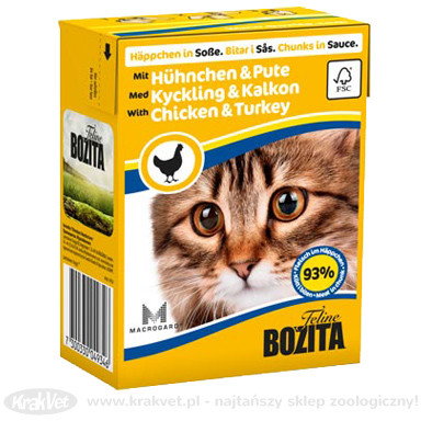 Bozita Mięsne kawałki z kurczakiem i indykiem w sosie 370g