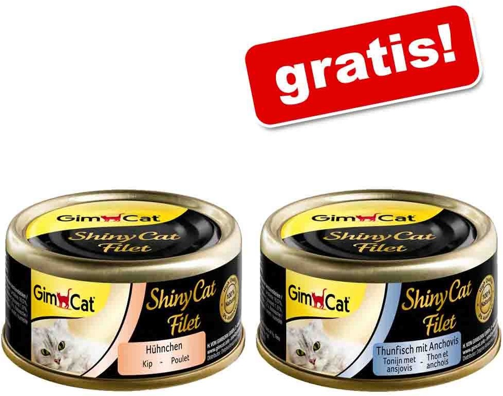 Gimpet GimCat ShinyCat 6 x 70 g + GimCat ShinyCat Tuńczyk i anchois 70 g gratis! Kurczak