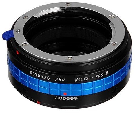 EOS Fotodiox Pro Lens Mount Adapter with Aperture Control, Nikon G, DX Lens to Canon M (EF-M Mount) Mirrorless Cameras FX-NikonG-EOSM-PRO