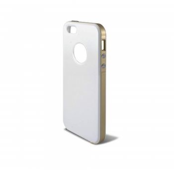 Ksix Etui HYBRID ONE HARD COVER do Apple iPhone 5 złote kraw białe (B0914CAR22)