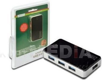 Digitus Hub USB 3.0 4 aktywny czarny (4016032317005)