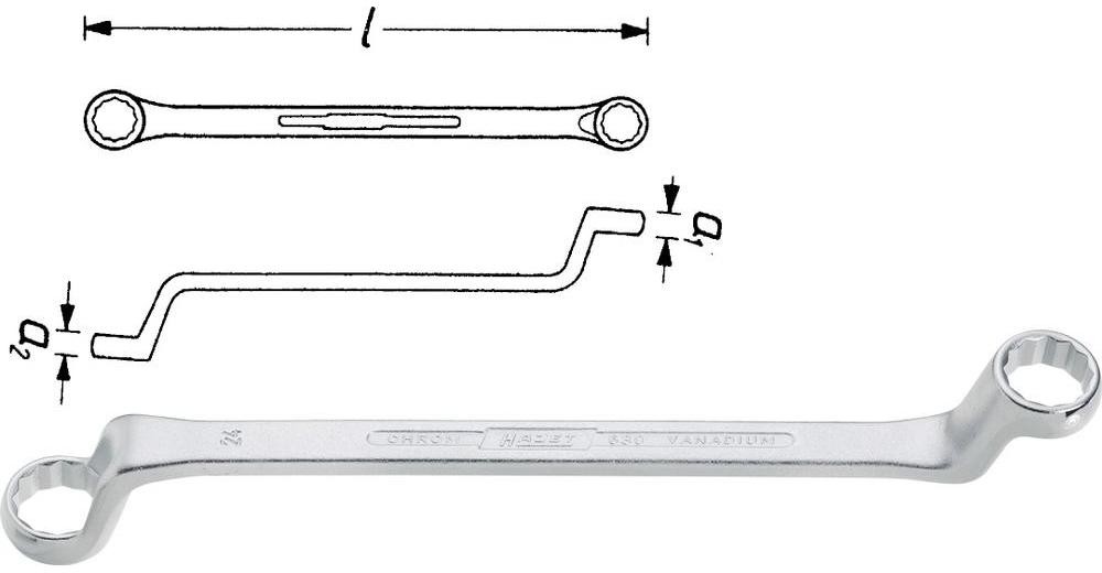 Hazet Klucz oczkowy podwójnyHAZET Klucze oczkowe dwustronne 630-24X26 330 mm