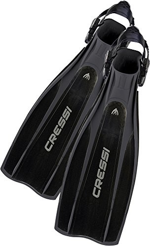 Cressi Pro Light wysokiej jakości płetwy do nurkowania z paskiem do regulowania wielkości, Made in Italy, czarny BG175044