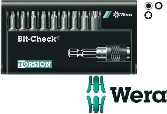 Wera bity Torsion i uchwyt z mechanizmem szybkomocującym, w zestawie Bit-CheckR (5056163001)