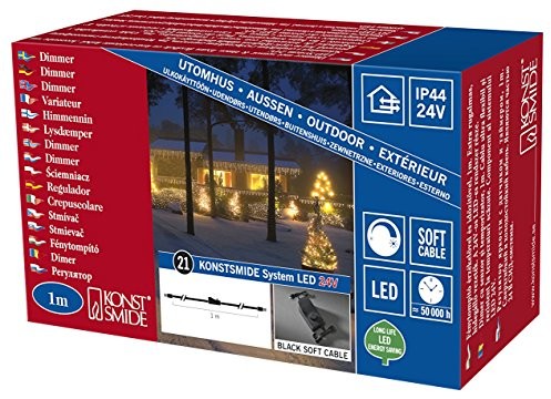 Konstsmide 4607 007 LED Hightech system/ściemniacz z kablem czujnik światła, 6h i 9H Timer/na zewnątrz (IP44)/czarna (4607-007)