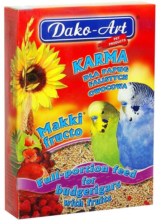 Dako-Art Makki Fructo Pełnowartościowy pokarm z owocami dla papużek falistych 500g