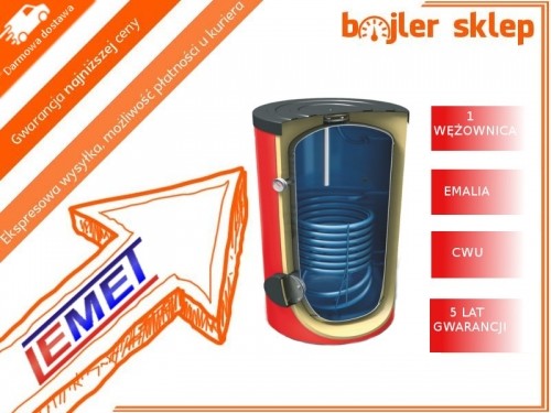 Lemet 500L 1W z 1 Wężownicą Pionowy Bojler, Podgrzewacz CWU, Wymiennik, Zasobnik + anoda - WYSYŁKA POBRANIOWA GRATIS