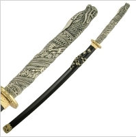 Płatnerze hiszpańscy DUŻY MIECZ SAMURAJSKI - KATANA ZE SMOKIEM NA RĘKOJEŚCI