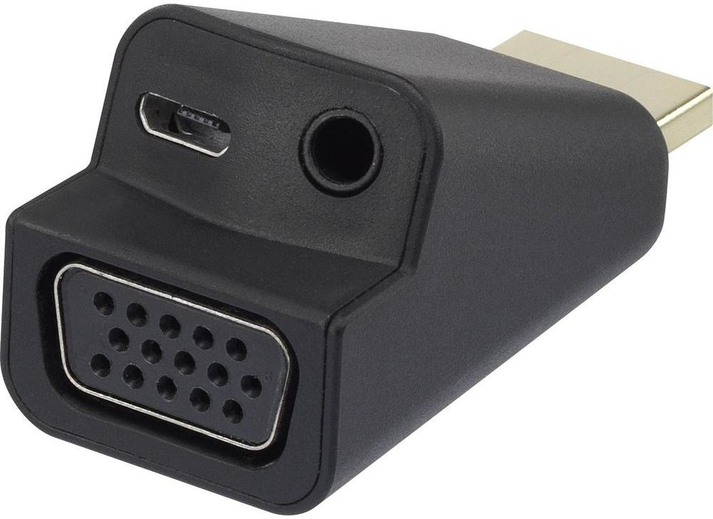 Renkforce Przejściówka adapter HDMI VGA Renkforce 1383256 [1x Złącze męskie HDMI 1x Złącze żeńskie VGA Złącze żeńskie jack 3 5 mm]