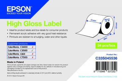 Epson HIGH GLOSS LABEL - CONTINUOUS - C33S045536