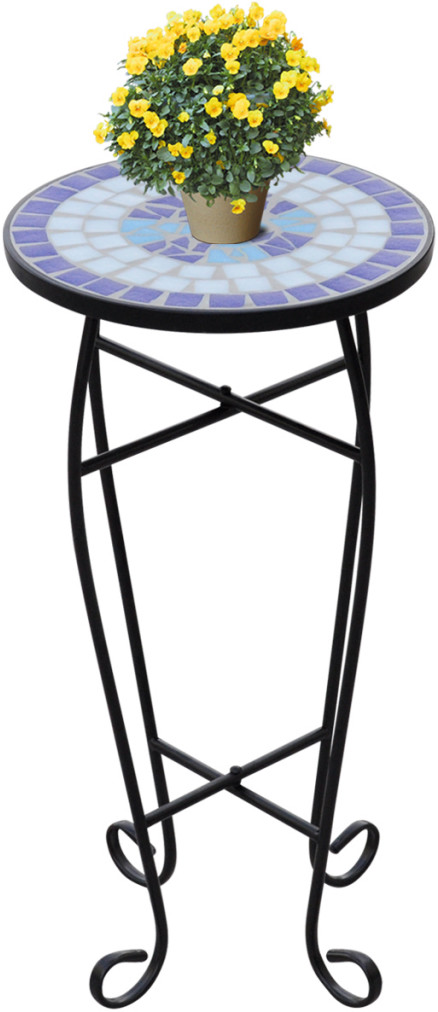 vidaXL Kwietnik, stolik z mozaikowym biao-niebieskim blatem