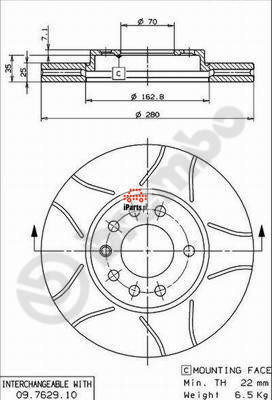BREMBO Tarcza hamulcowa 09.7629.75