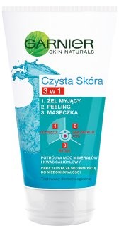 Garnier Czysta Skóra 3 w 1 Żel myjący peeling maseczka 150 ml