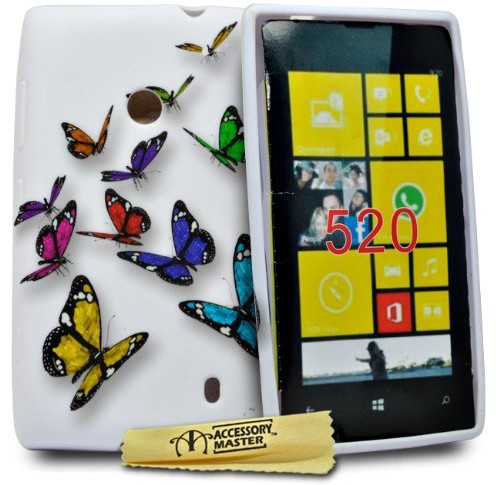 Nokia Accessory Master fliegend Schmetterling Blumen Design Silikon Schutzhülle für Lumia 520