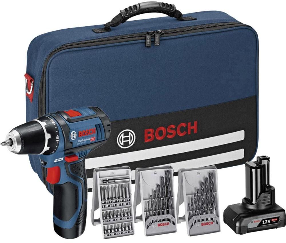 Bosch Professional GSR 12V-15 12V 4 Ah Li-Ion zaw. 2 akumulatory. zaw. akcesoria. zaw. torbę