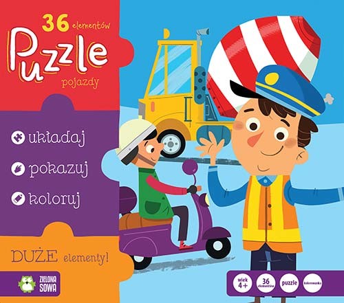 ZIELONA SOWA Pojazdy, puzzle - wysyłka w 24h !!!