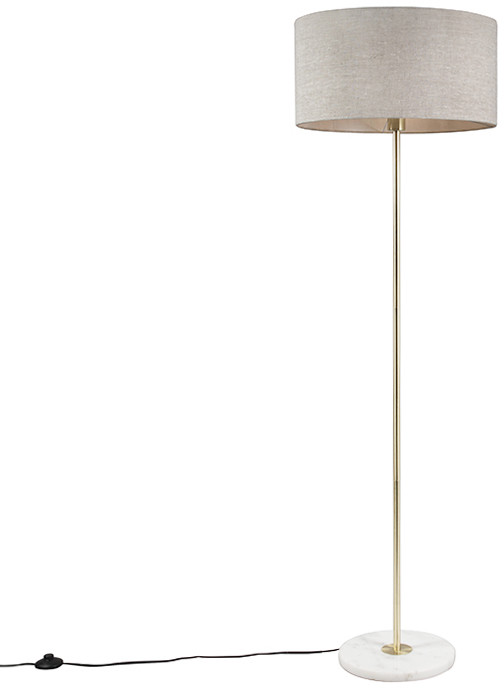QAZQA Lampa podłogowa mosiądz klosz jasnoszary 50cm - Kaso