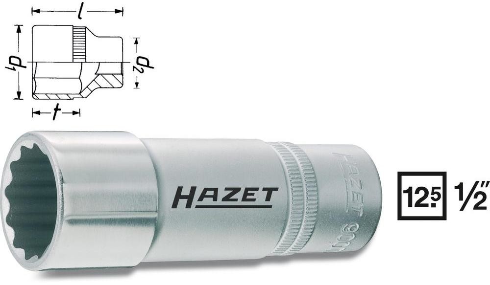 Hazet Nasadka 1/2 12.5 mm) 900TZ-17 zewnętrzny sześciokąt 17 mm Długość netto 85 mm