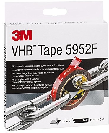 3M VHB 5952F mocna, dwustronna taśma klejąca, 19 mm x 3 m, czarna, 5952193 5952193