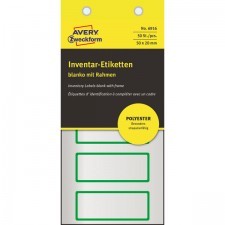 Avery Tabliczki Inwentaryzacyjne Poliestrowe Do Opisu Ręcznego ZWECKFORM 50x20mm Zielone Ramki Puste 50szt