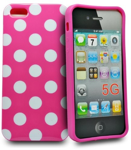 APPLE Żel 24/7 kaufhaus różowy/biały Polka dott silikonowe cover etui do iPhone 5
