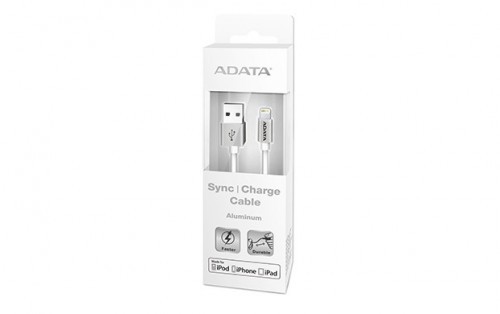 Adata Kabel USB-Ligthning 1m Apple Cert. Silver braid AMFIAL-100CMK-CSV