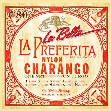 Bella La charango struny, nylon, grubości strun 10 in 5 unisono LC80