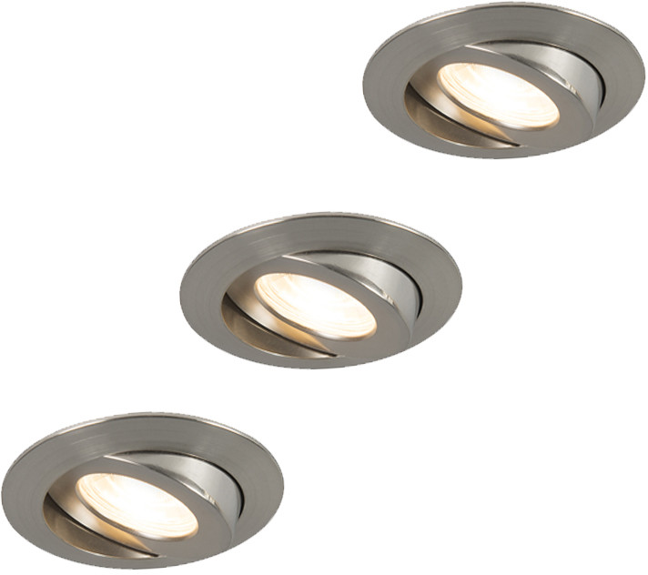 QAZQA Zestaw 3 wpuszczanych reflektorów stalowych  w tym LED IP44 - Relax LED