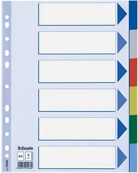 Esselte Przekładka plastikowe 6 kartek PP A4 kolorowe - N0994 NB-5511
