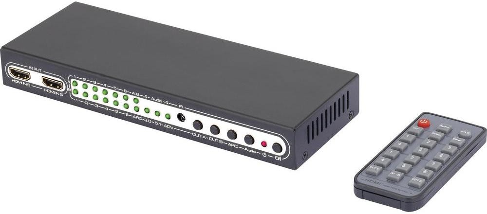 SpeaKa Professional Przełącznik switch HDMI 6 Portów 3840 x 2160 px z funkcją Picture in Picture z pilotem zdalnego sterowania