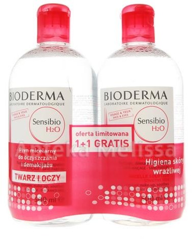 Bioderma SENSIBIO H2O DUOPACK Płyn micelarny do oczyszczania twarzy i z