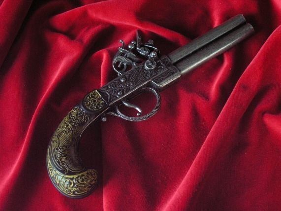 Hiszpania ANGIELSKI DWULUFOWY PISTOLET SKAŁKOWY Z XVIII w
