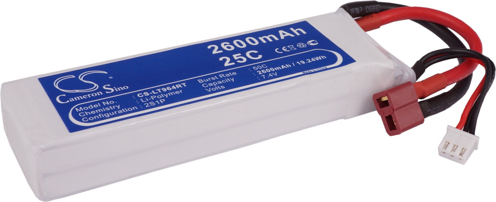 Cameron Sino 2600mAh 19.24Wh Li-Polymer 7.4V 2S 25C () CS-LT964RT