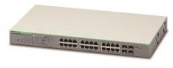 Allied Telesyn Allied 24 port 10/100/1000TX PoE + Plus 4 X 100/1000 SFP WebSmart Switch 185 W PoE Budget EU power cord AT-GS950/28PS-50